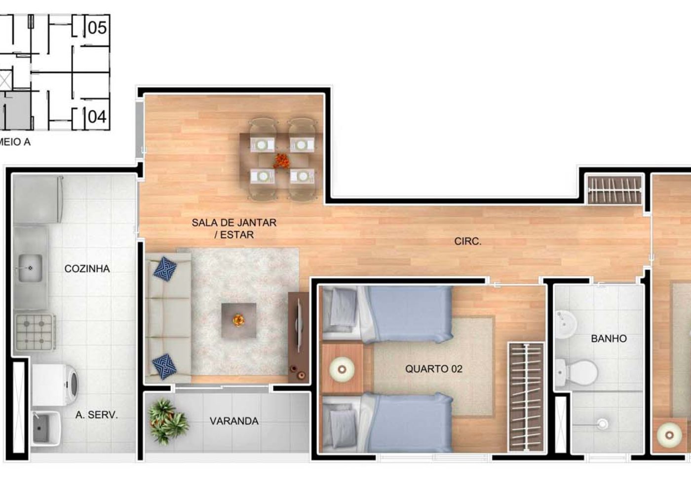 Planta 52 m²