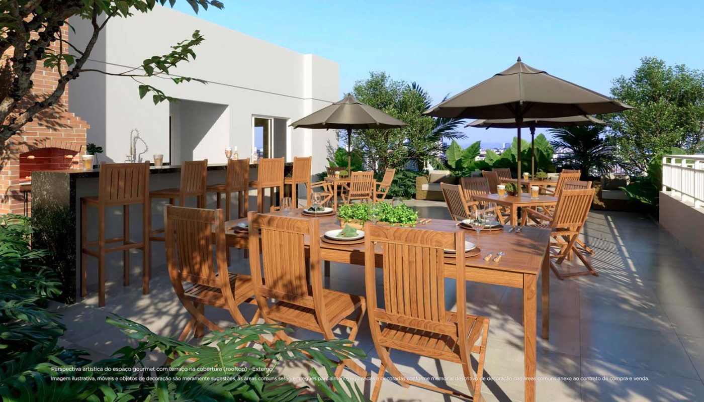 Espaço gourmet com terraço na cobertura (Rooftop)