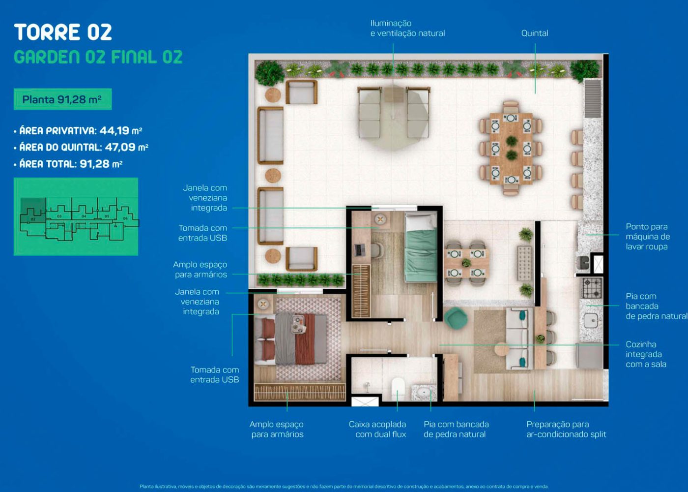 Planta 91,28 m²