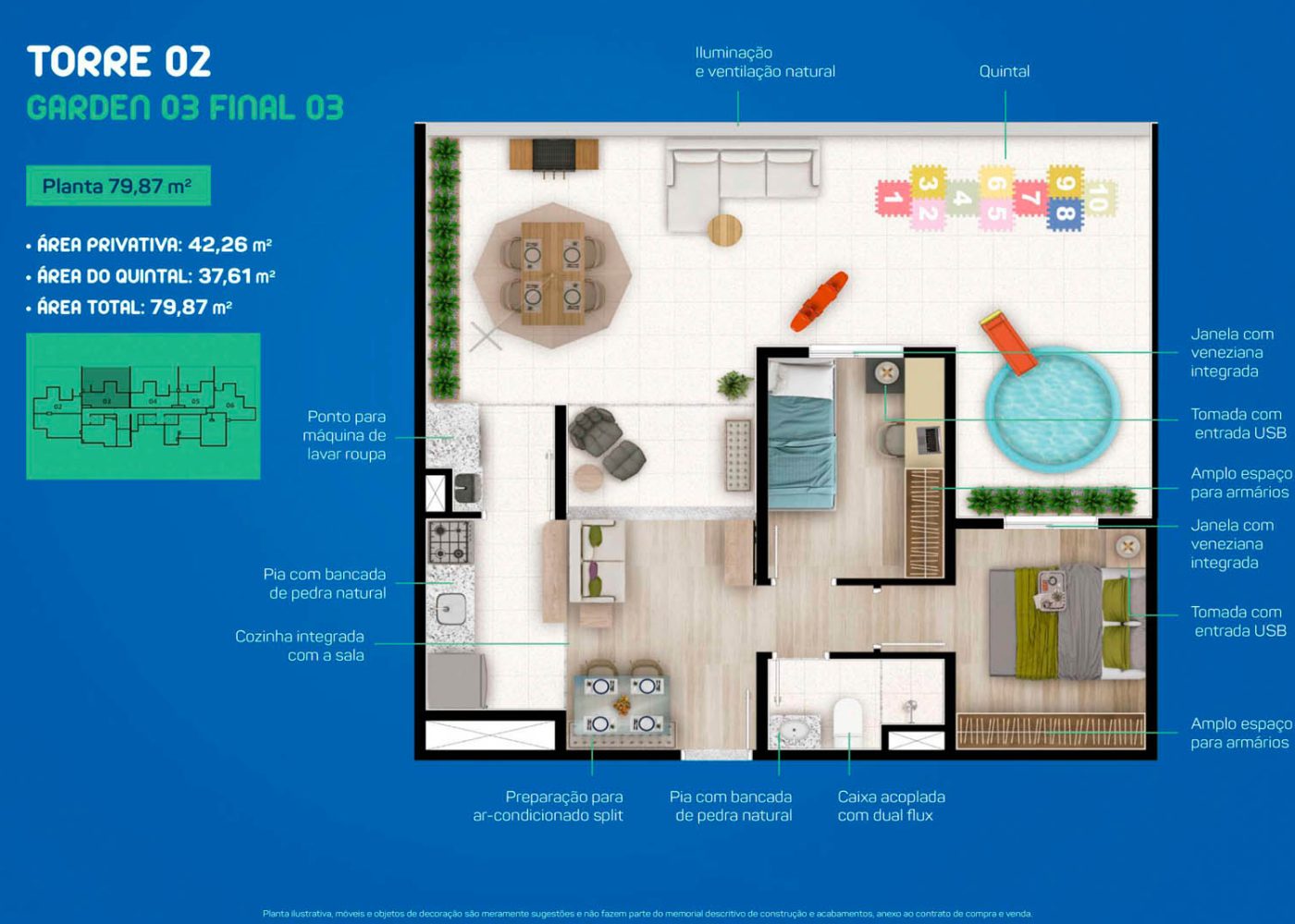 Planta 79,87 m²