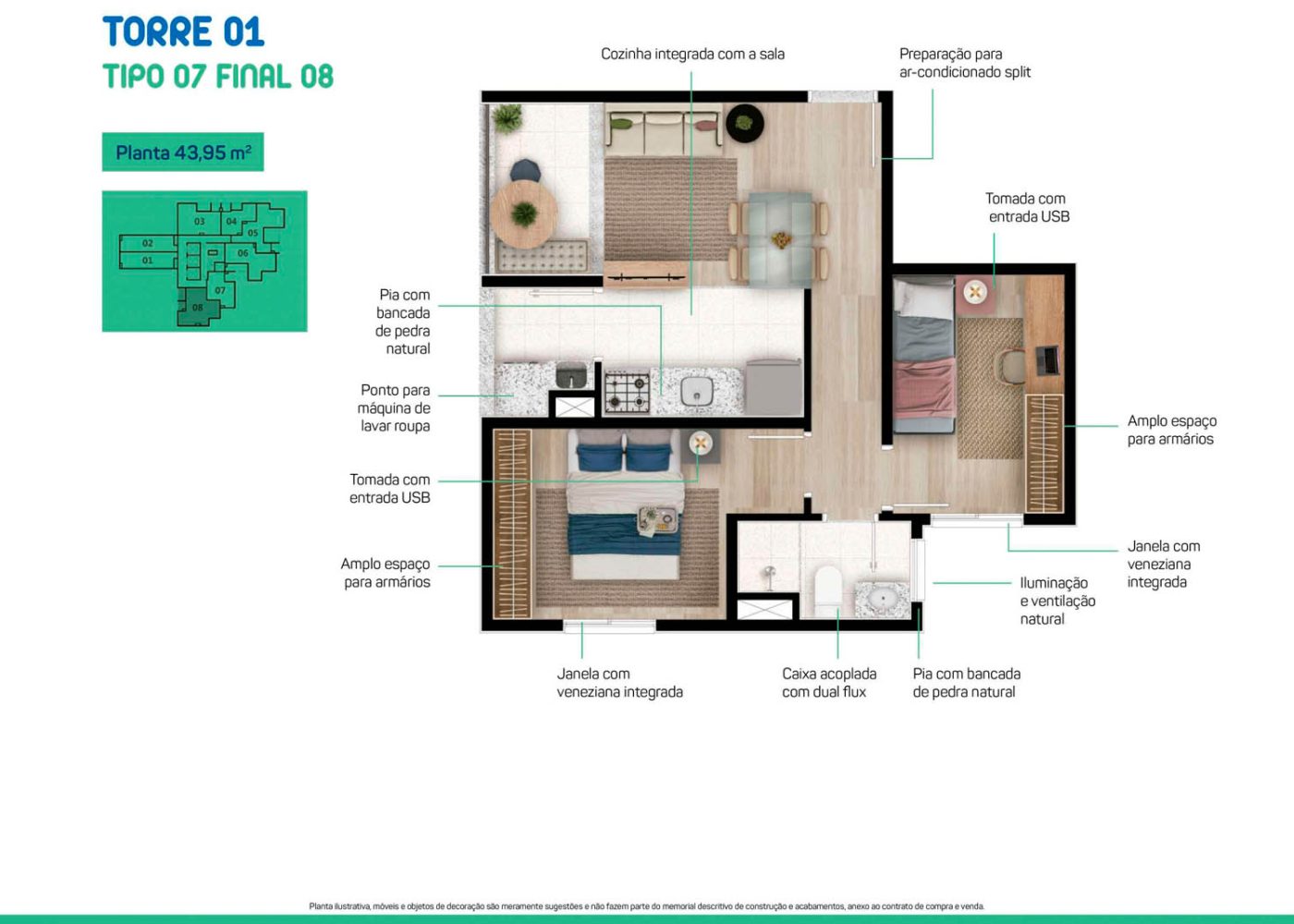 Planta 43,95 m²