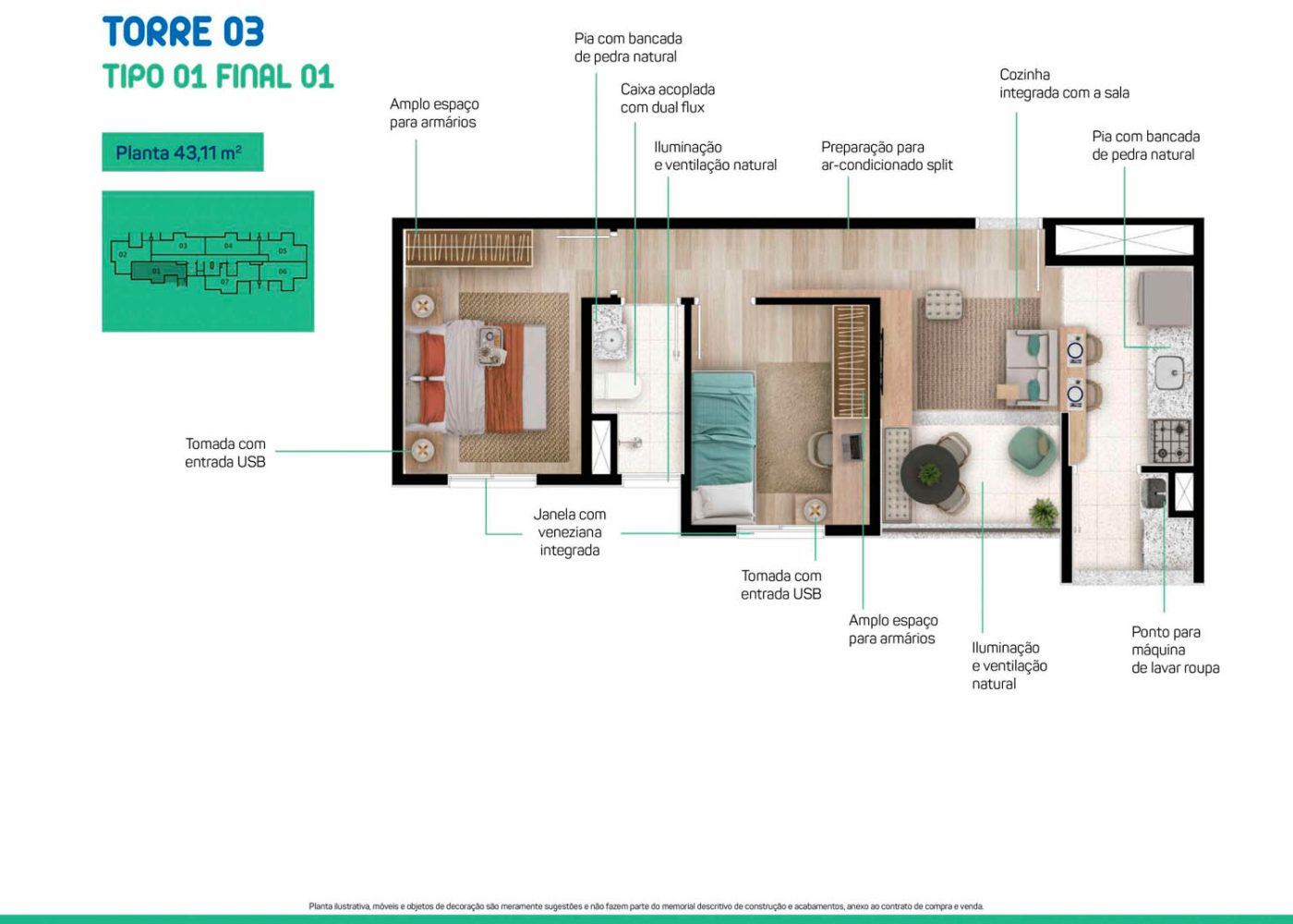 Planta 43,11 m²