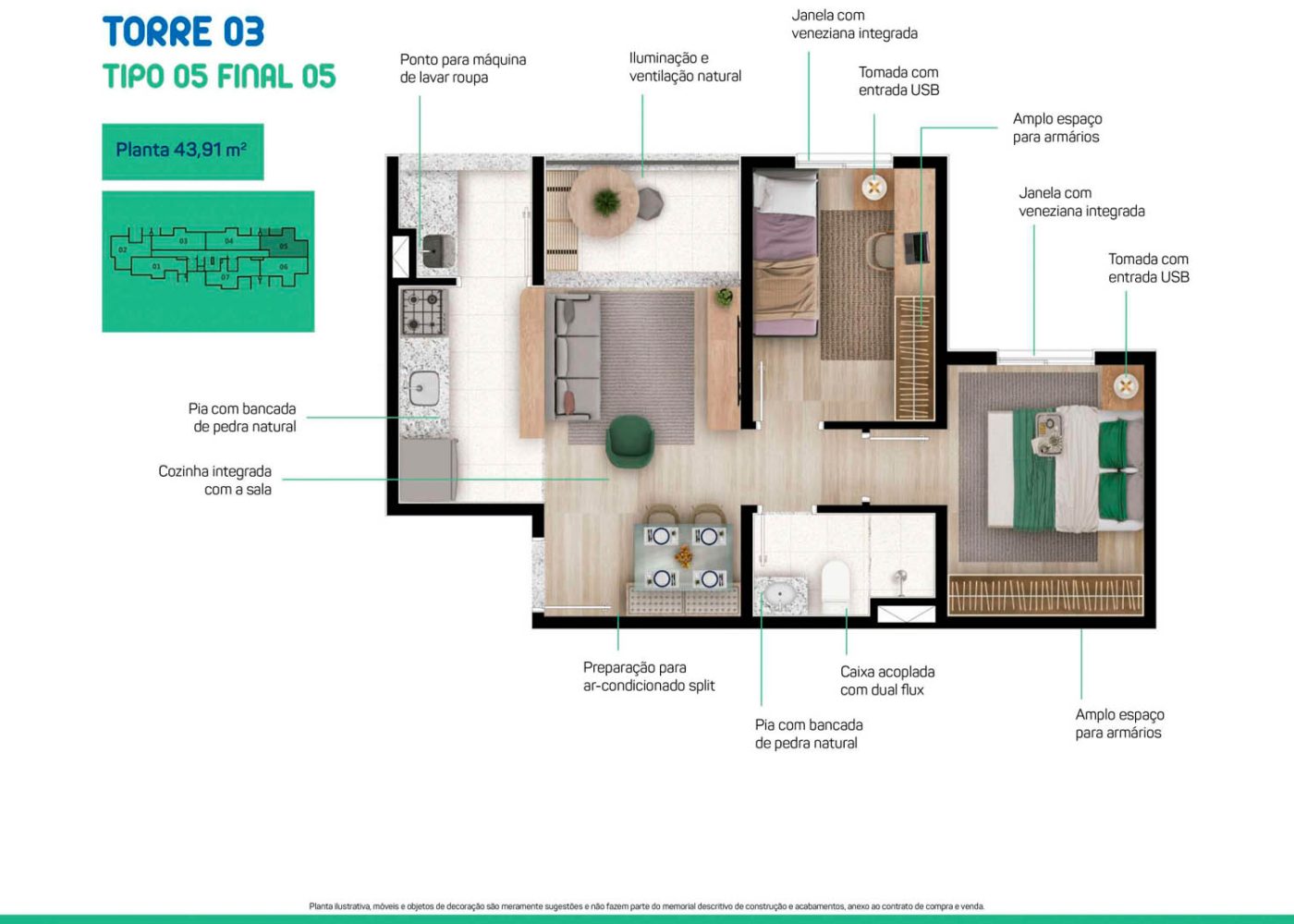 Planta 43,91 m²