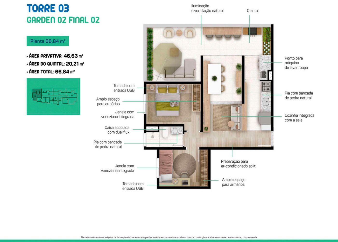 Planta 66,84 m²