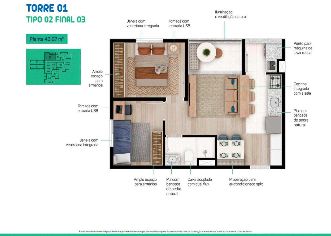 Planta 43,97 m²