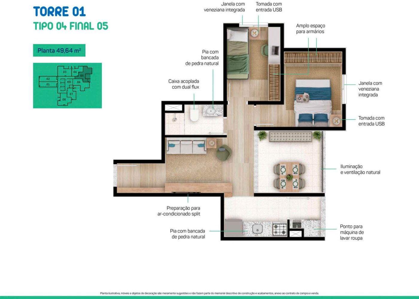 Planta 49,64 m²