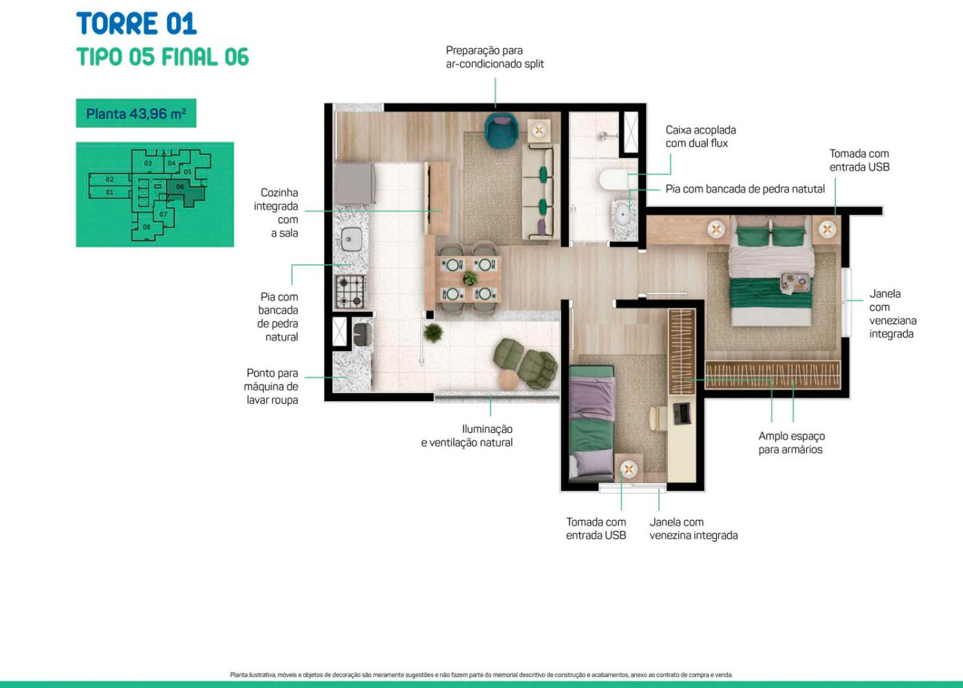 Planta 43,96 m²
