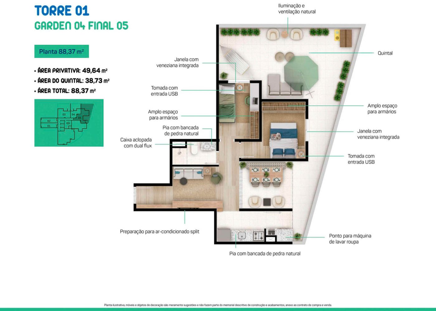 Planta 88,37 m²